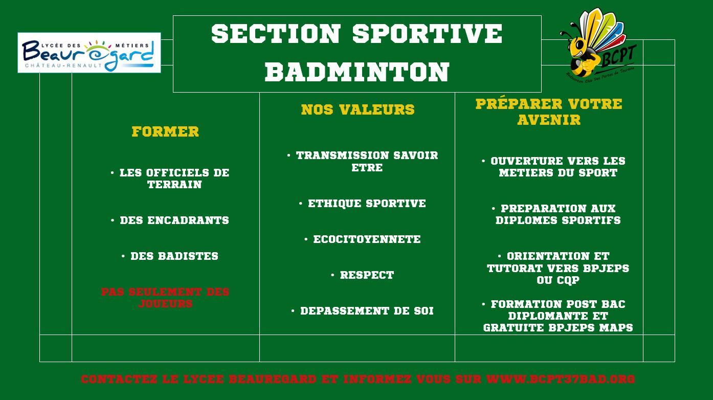Création de la section sportive scolaire Badminton 2026 2027