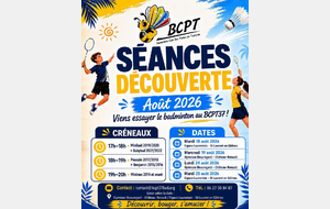 Séances de découverte jeunes mardi 25 aout 2026